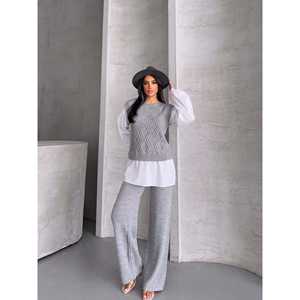 ชุดเสื้อผ้าถักไหมพรมฤดูใบไม้ร่วง 1561 เสื้อปักลายพร้อมรายละเอียดลวดลายและการตกแต่งด้วยลายพิมพ์ - Product Image 5