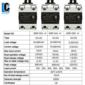 SSR固态继电器24-480vac散热器单相DIN导轨安装10A 25A 40A 60A 80A 100A 120A DA AA DD过零 - Product Image 3