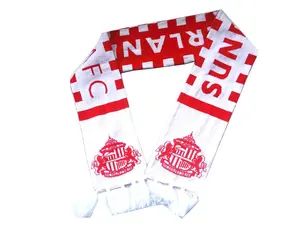 Hot sell 100% acrylic knitted football scarf fan scarf soccer scarf and hats