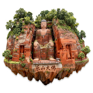 Aimant de réfrigérateur 3D en métal gaufré <span class=keywords><strong>Bouddha</strong></span> de Leshan, souvenir culturel et emblème touristique chinois, décoration magnétique - Product Image 4
