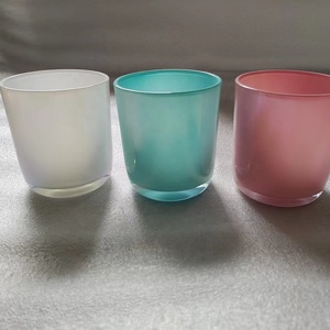 Vente en gros bocaux à bougies en verre arc-en-ciel colorés pas cher clair blanc bleu rose 10oz à fond rond avec couvercle pour la fabrication de bougies - Product Image 6