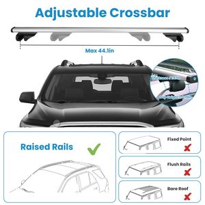 Aluminum Roof <b>Rack</b> Cross Bars 1.22m 176lbs Capacity Universal Fit for Most Vehicles Raised Car <b>Racks</b> D0100XUZWKA 1 22m Thick - Product Image 1