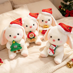 Peluche Lapin aux Longues Oreilles OEM ODM avec Chapeau de Père Noël et Mini Sapin de Noël pour Décoration de Fêtes et Cadeaux de Noël - Product Image 3