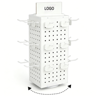 Présentoir rotatif personnalisable à 4 faces avec panneau perforé, étagère de table en métal pour salons d'artisanat, magasins de détail, et vendeurs