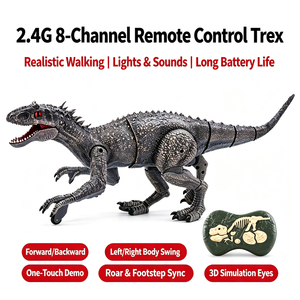 Jouet télécommandé LK Toys <span class=keywords><strong>2</strong></span>.4G 8CH, dinosaure <span class=keywords><strong>r</strong></span>éaliste, tyrannosaure <span class=keywords><strong>rex</strong></span> marchant avec effet de fumée, lumière et son, jouet électrique RC pour enfants - Product Image 3