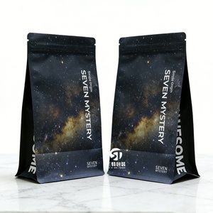 Digital Printed Custom Resealable Plastic Eight Side Seal Coffee Bean <b>Packaging</b> <b>Bags</b> With Zipper Flat Food Grade Foil <b>Bags</b> - Product Image 1