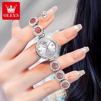 Montre-bracelet à quartz OLEVS pour femme, diamant rose, montre originale pour femme, bracelet rose élégant, montre habillée pour femme