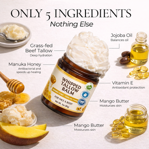 Baume fouetté au suif pour le visage et le corps |   Suif de bœuf nourri à l'herbe avec du miel de Manuka |   Hydratant léger et à absorption rapide - Product Image 6