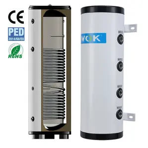 WOK dahili 2 in 1 DHW sıcak su tankı ev ısıtma depolama tampon tankı isı pompası sistemi için ısıtma bobini ile 70L + 210L