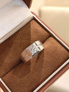 Xinfly Pt950 Men's Classic <b>Ring</b> Lab Grown Diamond <b>Plain</b> Arm Platinum Material for Wedding Engagement Anniversary Everyday Wear - Product Image 3