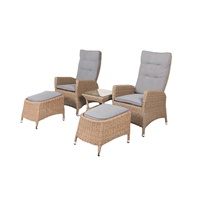 Joyeleisure 5-teiliges Klappbares Verstellbares Einzelsofa aus Korbgeflecht Moderne Outdoor-Möbel zum Entspannen