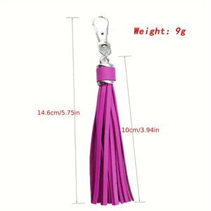 Portachiavi in Pelle con LED e Nappa da 10 cm, Chiusura a Moschettone Argento per Catenine Portachiavi, Decorazione Borsa, 13 Colori, Incisione Digitale - Product Image 3