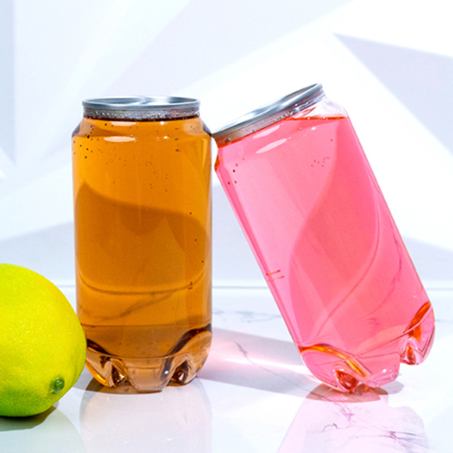 MOQ 100pcs 400ML Soda Cans Drink Bottles Disposable Plastic PET Material  Milk Tea Juice Bottle Coffee Cans with Easy-pull Lid