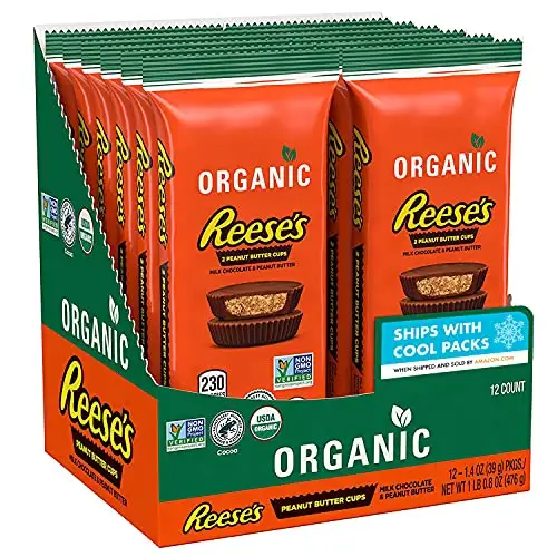 Чашки из органического молочного шоколада, арахисового масла, без ГМО, упаковка 1,4 унций (12 шт.)