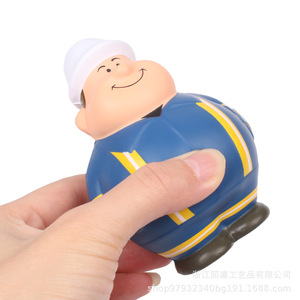 Cartoon Fat Worker PU <b>Foam</b> Figurine Decorative <b>Craft</b> Gift For Home Or Office - Product Image 1