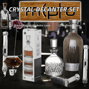 Set di Bicchieri Decanter in Cristallo Impilabili, Bicchieri Old Fashioned Stile Vintage, Capacità 300ml, Pressati a Macchina per Feste - Product Image 2