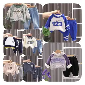 2023 осенне-зимняя детская одежда, повседневный комплект для мальчиков, свободный свитер, комплект из двух предметов, красивый комплект для мальчиков