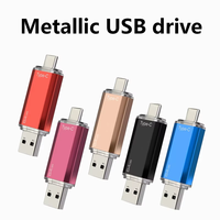 Flashdisk OTG USB 2-in-1 Metal Baru 2.0 dengan Kapasitas 4GB-128GB, Logo Custom