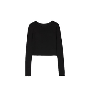 Top corto senza cuciture e maglia con fondo a maniche lunghe lavabile in maglia invernale di classe da donna <span class=keywords><strong>Online</strong></span> - Product Image 5