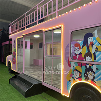 Food Truck Mobile de Style Ancien en Forme de Bus à Deux Étages - Snack, Pizza, Remorque Alimentaire, Glace, Café, Fast-Food, Chariot de Restauration, Kiosque