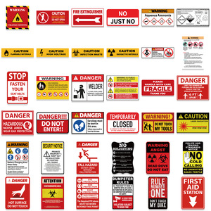 75Pcs New Warning Sign Sicherheits etikett Graffiti Aufkleber für Helm Auto Vinyl Vorsicht Aufkleber - Product Image 3