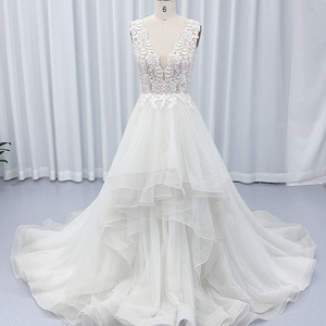 Jancember HX61 princesa de encaje sin mangas con cremallera A-line vestidos de novia de boda - Product Image 2