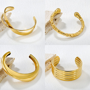 Geometric Open <b>Bangle</b> Gold Stainless Steel Women's Party Jewelry Fashion <b>Bracelet</b> - Product Image 3