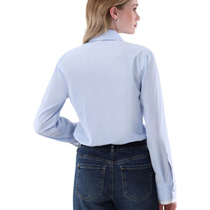 Produttore OEM Custom puro cotone manica lunga polsino francese doppio polsino a contrasto camicie da cerimonia Slim Fit da donna - Product Image 5
