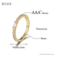 Tendance Plaqué Or Laiton Glacé Cubique Zircon Diamant Tennis Anneau Pour Hommes Femmes Carré Pierre Anneau Hip Hop Bijoux