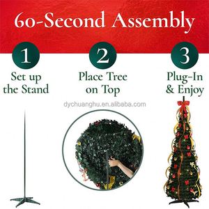 Árbol de Navidad Artificial Plegable de Alta Calidad, Estilo Moderno, 6 pies, con Luces LED, Decoraciones de PVC, Personalizable - Product Image 4