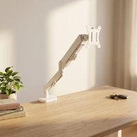 Soporte de Monitor AUKI con Resorte de Gas Blanco, Brazo para Monitor de 13-32 Pulgadas, Soporte de Escritorio para Computadora, Movimiento Completo Ajustable, Soporte VESA, Inclinación y Giro
