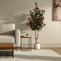 CHUANGFA 152cm Bonsaï artificiel Camélia en plastique, plante décorative pour la maison et les mariages, magnifiques plantes artificielles, verdure