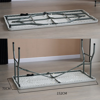 Table d'extérieur pliable en plastique de 1.5m table rectangulaire pour restauration banquet pique-nique table d'extérieur pliante en plastique