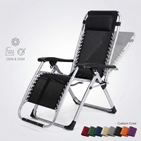 Chaise longue pliante en métal à gravité zéro avec appui-tête rembourré, accoudoirs ergonomiques, chaise de plage pour extérieur, patio, piscine