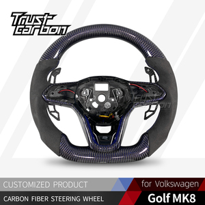 Volant sport en fibre de carbone bleu twill personnalisé pour Volkswagen Golf MK8 Passat 2020-2025 GTI GTD GLI ID4 Tera T-ROC - Product Image 2