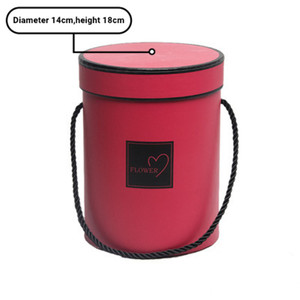 Caja de flores para regalo, tubo de cartón redondo, Rosa, con mango - Product Image 4