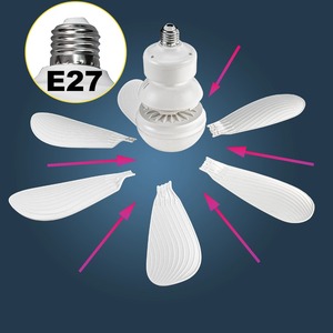 Ventilateur de plafond <span class=keywords><strong>2</strong></span> en 1 avec télécommande, design tendance, six pales en forme de fleur avec lumière LED E27, 40W, pour salon - Product Image 3