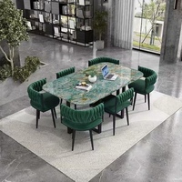 GEDO Nouveau design de mobilier de restaurant, tables de salle à manger carrées en céramique microcristalline de luxe et ensemble de 4 chaises