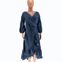 Robes Longues en Jean d'Été Tailles S-XXL pour Femmes, Robe Maxi Décontractée à Manches Longues et Dos Nu