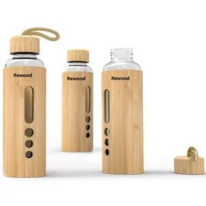 2023 Hot Selling 500ml Erwachsene Wander geschenk Umwelt freundliche transparente biologisch abbaubare Wasserglas flasche mit Bambus deckel und Deckel