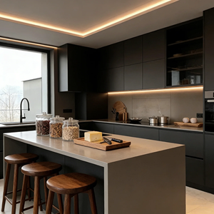 Muebles de Cocina a Medida, Estilo sin Tiradores, con Organización de Cajones Profundos para Proyectos de Villas Contemporáneas - Product Image 1