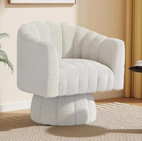 Chaise pivotante à 360 ° en velours côtelé-Fauteuil rembourré moderne pour salon, chambre à coucher, bureau