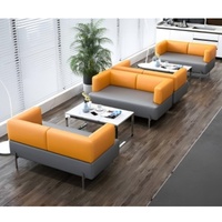 Canapé de bureau simple à prix avantageux, canapé en cuir PU avec ensemble de table basse, mobilier de bureau pour bureau, hôtel ou appartement