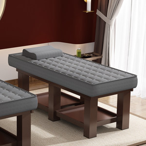 Table de massage matelassée blanche avec cadre en bois et appui-tête fixe, mobilier de salon pour studio de massage - Product Image 5
