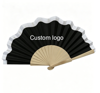 Kipas Tangan Kayu Mini 23cm dengan Logo Custom, Tepi Bunga, Portabel, untuk Dekorasi Pernikahan & Hadiah Promosi