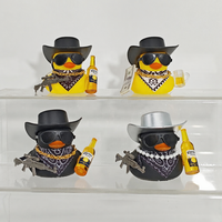 WOWEI Cool Denim chaîne dorée Gu-n voiture bave serviette petit canard jaune dessin animé Figurine noël ornement lunettes de soleil