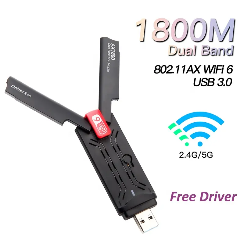 Free driver wifi 6 usb adapter 1800Mbps Usb 3.0 Wifi 6 Dongle RTL8832AU 802.11ax Wireless Network Adapter