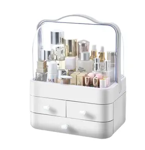 Japan Korean Fashion Portable Plastic Makeup Organizer Dustproof Transparent Storage Box for Skincare Jewelry & Cosmetics