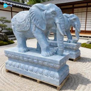 Estátua de Elefante em Mármore Branco em Tamanho Real com Design Moderno para Decoração Externa de Casa Escultura em Pedra - Product Image 5