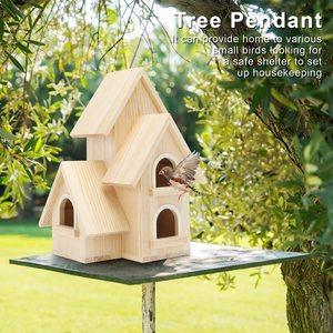 Kit Diy Atacado Bird House Decorar Artes para Pinho Exterior Casa De Pássaro De Madeira Com Ferramentas Penduradas - Product Image 3